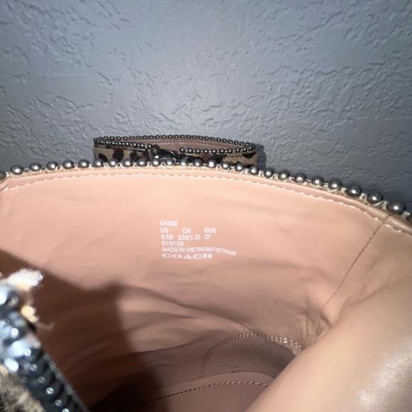 Coach Drea Brown and Black Ankle Booties with Leopard Print Size 6.5 - Picture 12 of 15